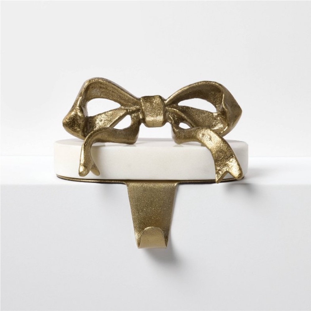 Marble and Metal Bow Christmas Stocking Holder Gold - Threshold Studio McGee